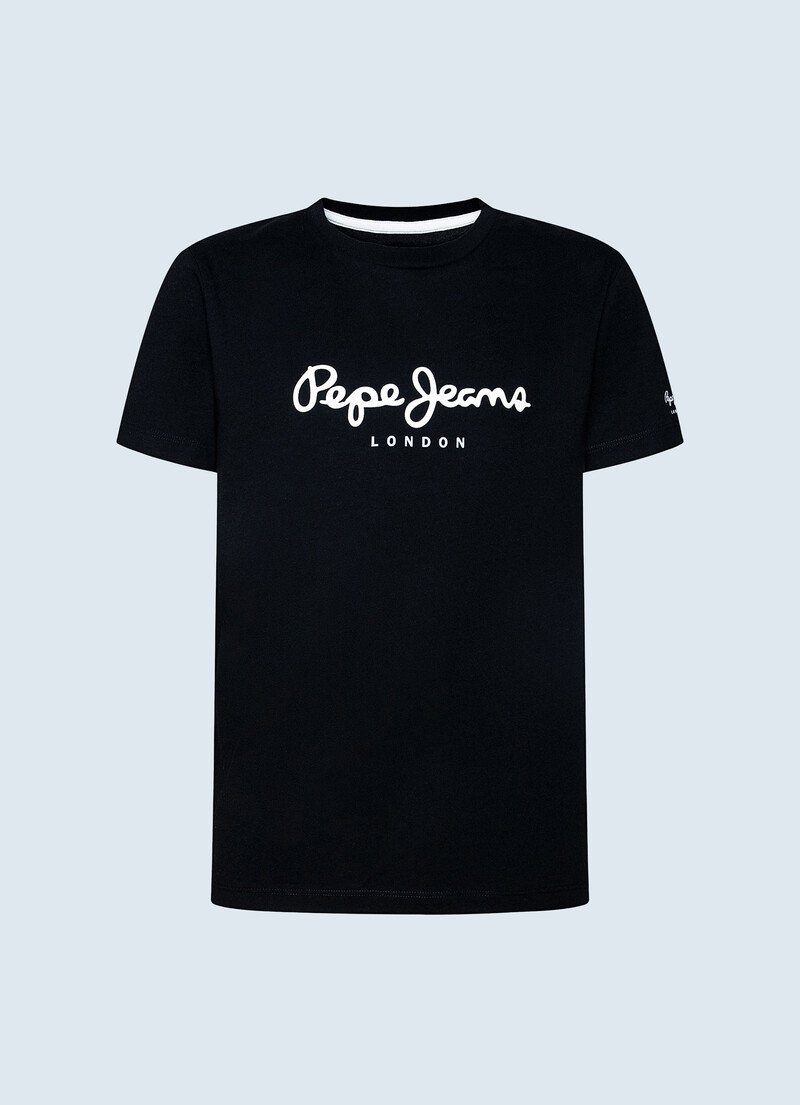 Playeras Pepe Jeans Mexico T-shirt Basic Art Logo Negros With Azules Online - Niño